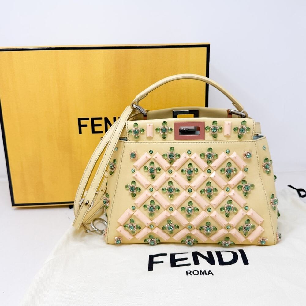 Fendi Embellished Mini Yellow Peekaboo Runway Collection Bag
